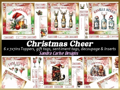 Christmas Cheer 6 x 7x7ins topper kit with inserts