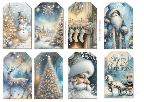 Christmas glitter 8 x gift tags sheet 2