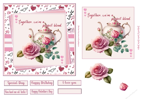 Perfect Blend 6x6ins decoupage Valentine/love topper 1