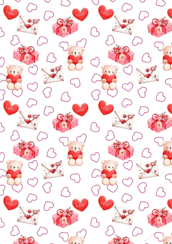 Cute Teddy Bear Love/Romance A4 backing paper 18