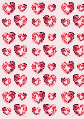 Red Hearts Love/Romance A4 backing paper 28