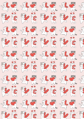 Cute Cats Love/Romance A4 backing paper 29