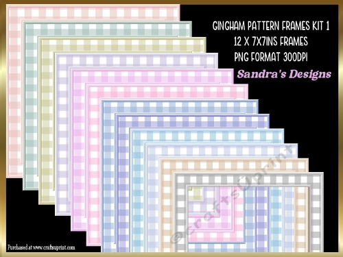 Gingham pattern 7x7ins frames x 12 kit - CUP1380979_719 | Craftsuprint