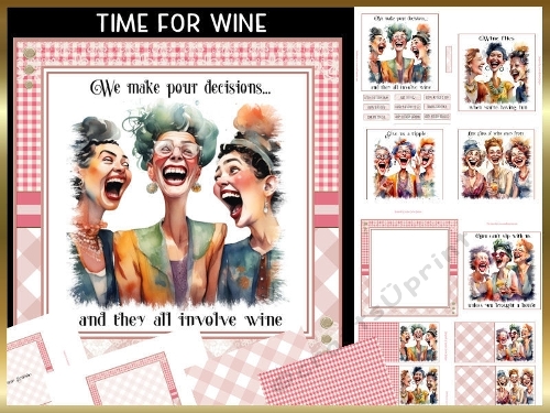 Time for wine 6x6ins topper kit