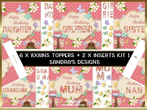 Pretty flowers 8x8ins topper kit 1