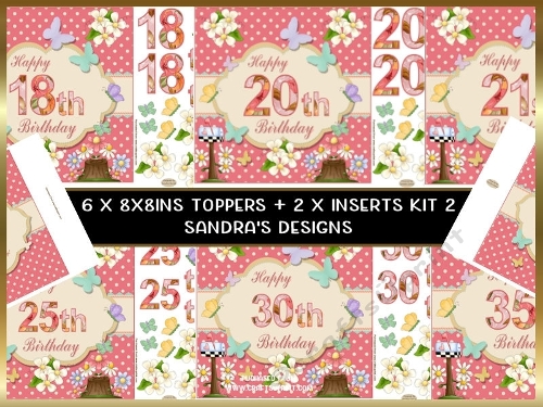 Pretty flowers 8x8ins topper kit 2