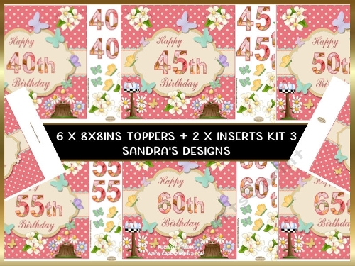 Pretty flowers 8x8ins topper kit 3