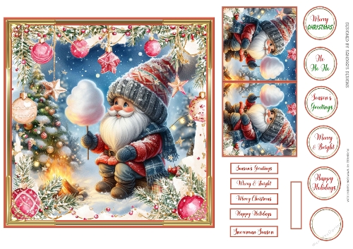 Christmas Santa Scene 7x7ins card front 1