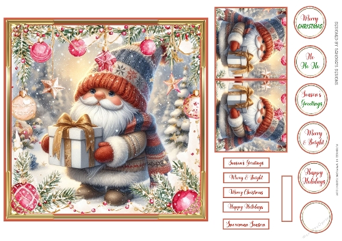 Christmas Santa Scene 7x7ins card front 2