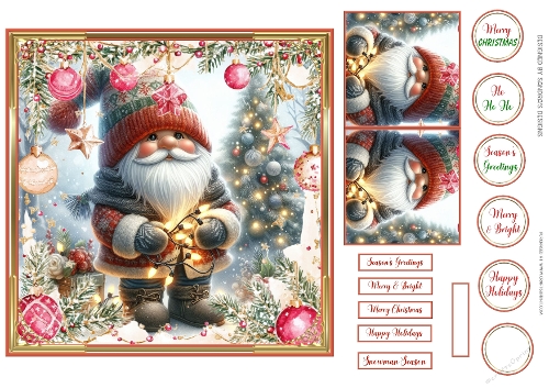 Christmas Santa Scene 7x7ins card front 3