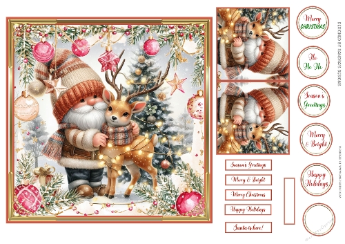Christmas Santa Scene 7x7ins card front 4