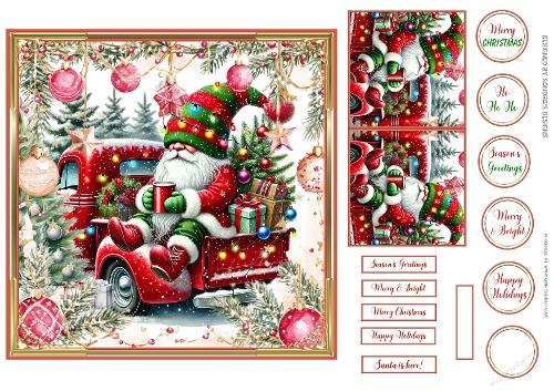 Christmas Santa Scene 7x7ins card front 5