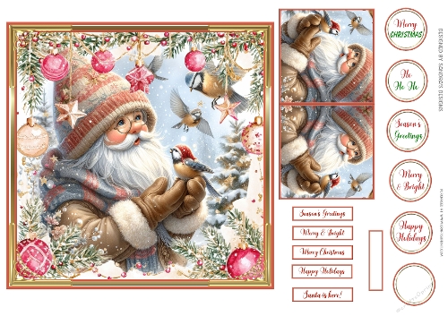 Christmas Santa Scene 7x7ins card front 6