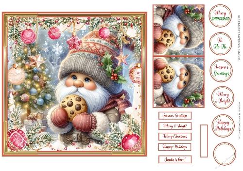 Christmas Santa Scene 7x7ins card front 7