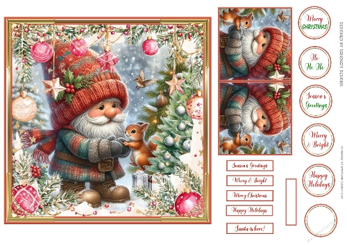 Christmas Santa Scene 7x7ins card front 8