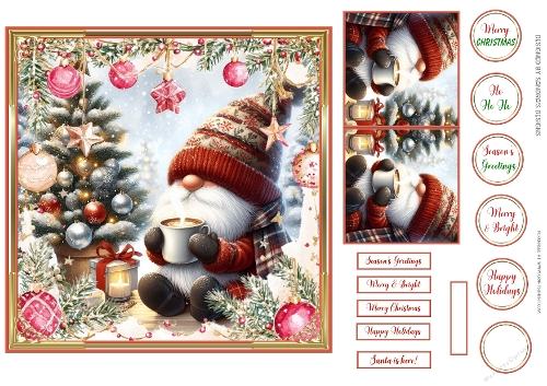 Christmas Santa Scene 7x7ins card front 9