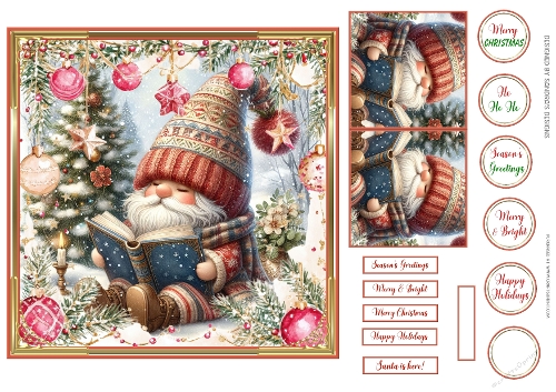 Christmas Santa Scene 7x7ins card front 10