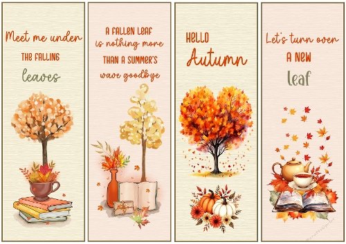 The beginning of Autumn 4 x bookmarks 1