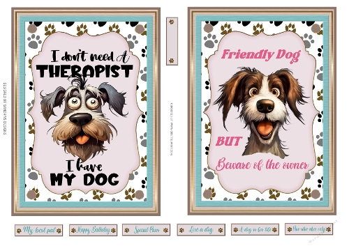 Doggie vibes 2 x 5x7ins toppers sheet 2