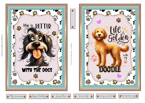 Doggie vibes 2 x 5x7ins toppers sheet 3