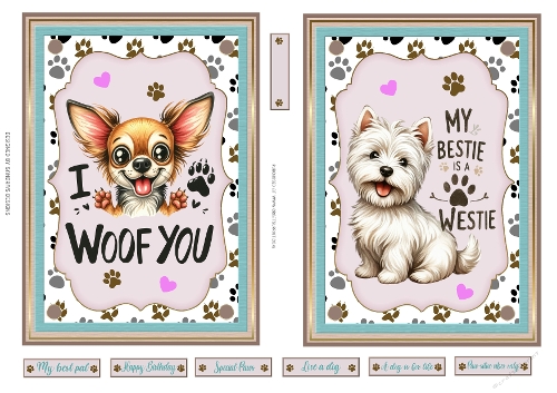 Doggie vibes 2 x 5x7ins toppers sheet 4
