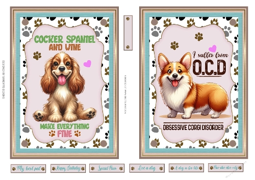 Doggie vibes 2 x 5x7ins toppers sheet 6