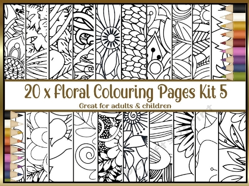 Floral 20 x A4 colouring pages kit 5