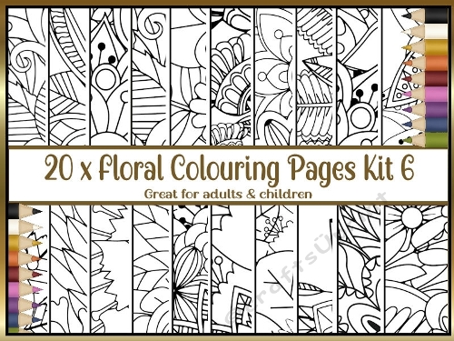 Floral 20 x A4 colouring pages kit 6