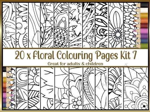 Floral 20 x A4 colouring pages kit 7