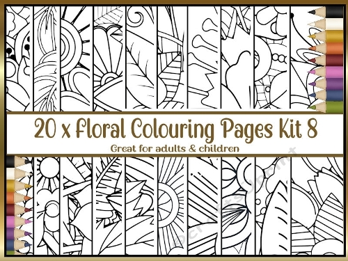 Floral 20 x A4 colouring pages kit 8