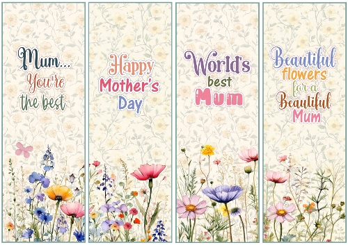 Floral Mum 4 x bookmarks 1