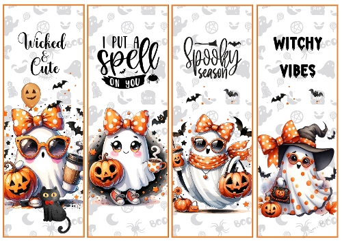 Halloween Ghosty Girls  4 x bookmarks 2