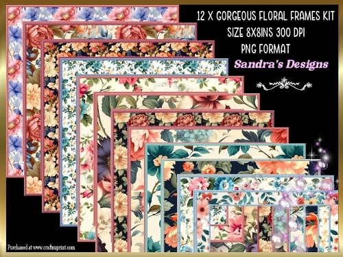Gorgeous Floral 8x8ins Frames kit 1