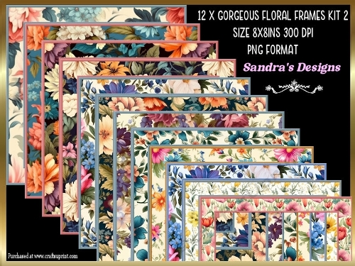 Gorgeous Floral 8x8ins Frames kit 2