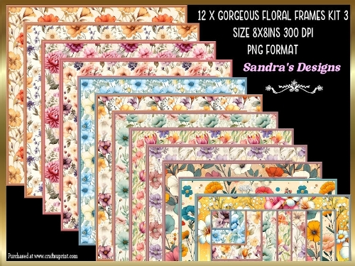 Gorgeous Floral 8x8ins Frames kit 3