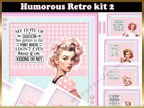 Humorous Retro 5 x 7x7ins Topper kit 2 with matching Inserts