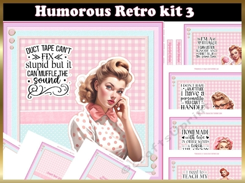 Humorous Retro 5 x 7x7ins Topper kit 3 with matching Inserts