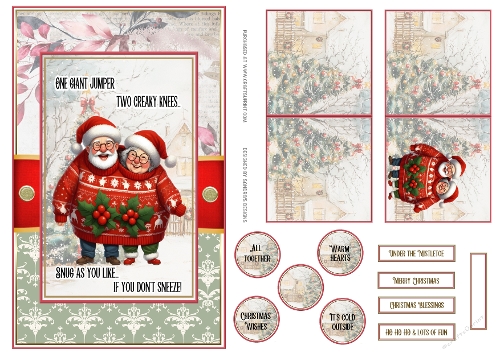 Christmas snug jumpers A5 sentiment topper with gift tag 