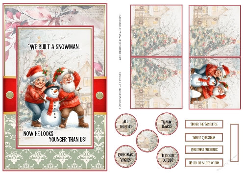 Christmas Snowman A5 sentiment topper with gift tag 