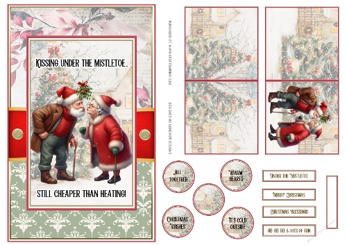 Christmas Under the Mistletoe A5 sentiment topper with gift tag 