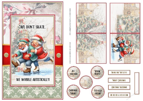 Christmas Skating A5 sentiment topper with gift tag 