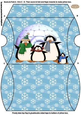 Christmas Penguins Pillow Box