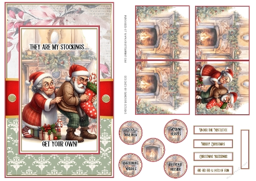 Christmas stockings Topper with matching mini card