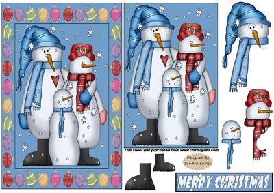 Christmas Snowman & his friends decoupage topper