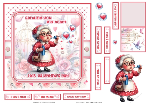 Sending my heart 7x7ins decoupage topper
