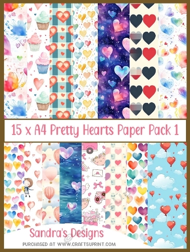Pretty 15 x A4 Pretty Hearts paper pack 1