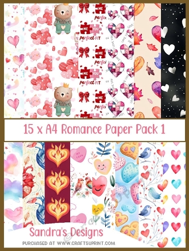 Pretty 15 x A4 Romance paper pack 1
