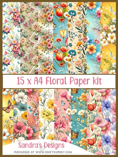 Pretty 15 x A4 Floral scrapbooking paper pack 