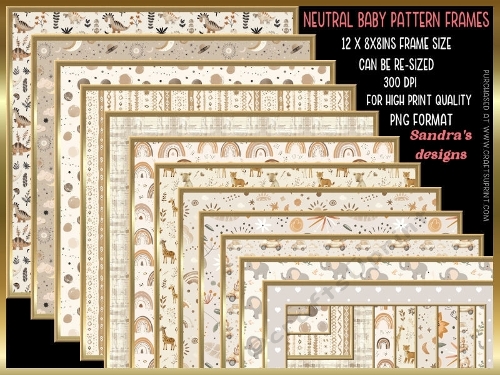 Neutral baby pattern 12 x 8x8ins Frames kit