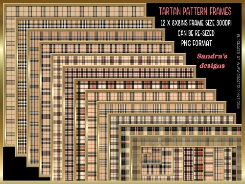 Tartan print pattern 12 x 8x8ins Frames kit